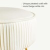 Arceso Pleated Vanity Stool, Velvet Ottoman with Metal Legs, Round Footrest for Bedroom & Makeup Room - 2 of 4