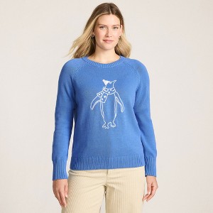Lands' End Women's Drifter Jacquard Raglan Crew Neck Sweater - 1 of 4