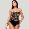 Anna-Kaci Swim Women's Strapless Ruched Tankini Top and High Waist Bikini Bottom Two-Piece Swimsuit - 4 of 4