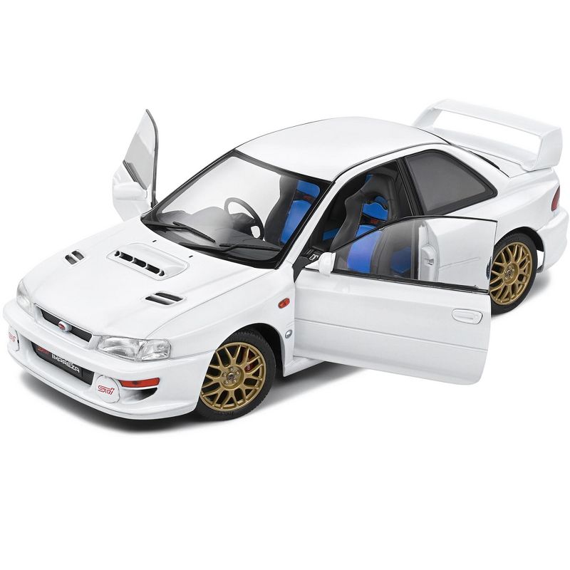 1998 Subaru Impreza 22B RHD (Right Hand Drive) Pure White with Gold Wheels 1/18 Diecast Model Car by Solido, 2 of 6