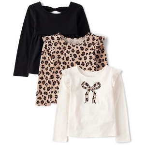 The Children's Place Baby Girls Long Sleeve Leopard Top 3-Pack - 1 of 4
