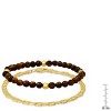 Steeltime Men's 14k gold plated sterling silver and tiger eye beaded stretch bracelet/ - 3 of 3