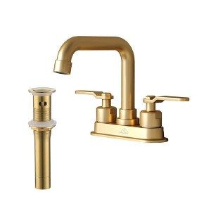 CASAINC Deck Mounted 3-Hole Double Handle Bathroom Faucet with Pop-Up Drain - 1 of 4