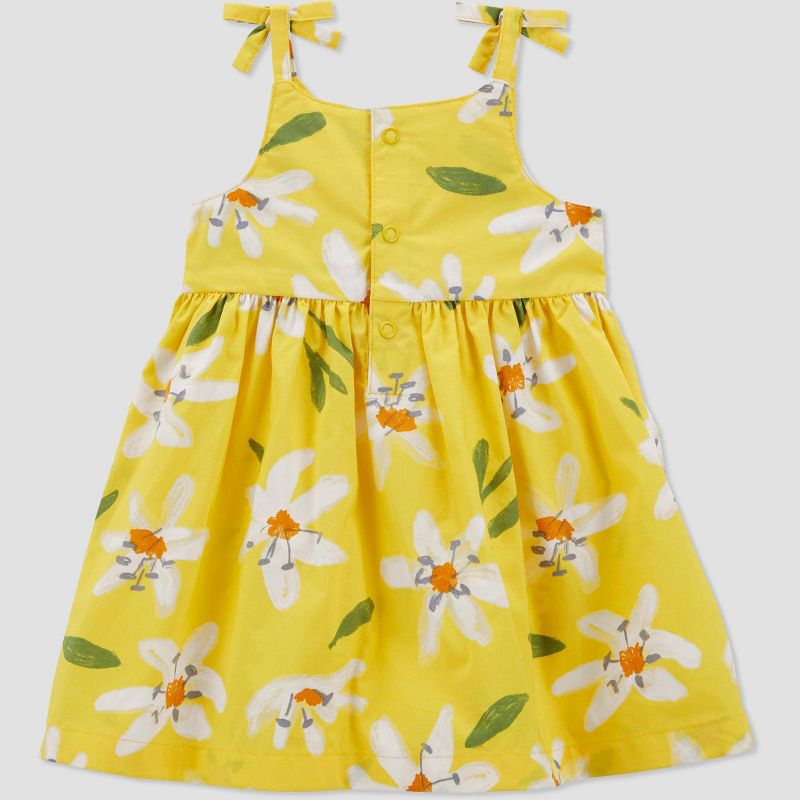 Carter's Just One You® Baby Girls' Floral Dress with Hat - Yellow/White, 4 of 5