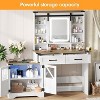 Makeup Vanity Desk with Sliding Mirror, Lights & Adjustable Storage Cabinets, White - 3 of 4