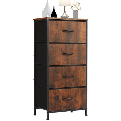 FURNIinspire Vanity Tables Versatile Dresser Chest of Drawers, for Space-Saving Storage in Bedrooms and Living Areas, Brown, 17.7"*11.8"*37.4"