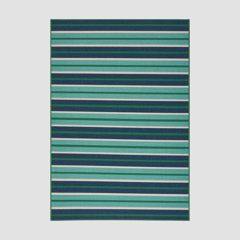 5' x 8' Ellis Geometric Outdoor Rug Blue/Green - Christopher Knight Home, 1 of 7