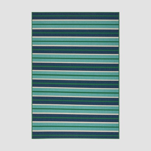 Ellis Geometric Outdoor Rug Blue, Blue And Green Striped Outdoor Rug