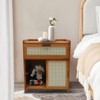 YIYIBYUS Bamboo Night Stand with Drawer and Shelf Boho Bedside Tables, End Table for Bedroom, Office - 2 of 4