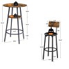 NicBex Dining Table Set for 2 Kitchen Table Bar Table Set Round Bar Stool Set with Shelf Upholstered Stool with Backrest for Dining Room, Rustic Brown - 3 of 4