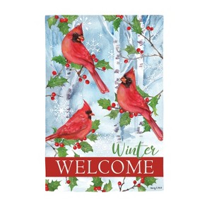 Evergreen Winter Visit Suede Garden Flag 12 x 18 Inches Indoor Outdoor Decor - 1 of 4