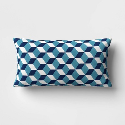 10"x20" Overlay Geometric Outdoor Lumbar Pillow - Threshold™