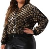 Agnes Orinda Women's Plus Size Sequin Long Sleeve Metallic Party Crop Bomber Jackets - 2 of 4