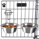 Set of 2 Stainless-Steel Dog Bowls - Cage, Kennel, and Crate Hanging Pet Bowls for Food and Water - 20oz Each and Dishwasher Safe by PETMAKER