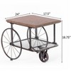 Vintiquewise Industrial Wagon Style Coffee Table with Rustic Wood Top Large Spoke Rolling Wheels Mesh Shelf Functional End Table and Magazine Holder - 4 of 4