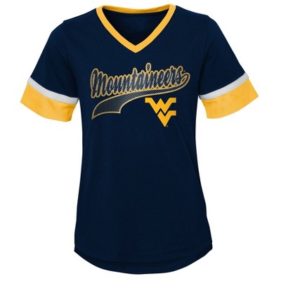 NCAA West Virginia Mountaineers Girls' Short Sleeve V-Neck T-Shirt - L