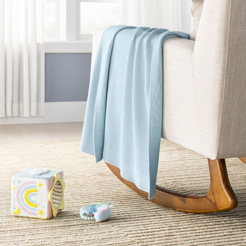 Seed Stitch Sweater Knit Baby Blanket - Light Blue - Cloud Island&#8482;, 3 of 6