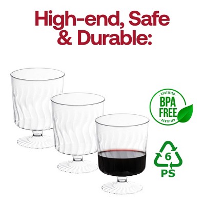 Clear Plastic Pedestal Wine Glasses Set of 240