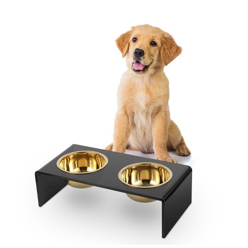 The Licker Store Keaton Modern Lucite Rectangular Elevated Pet Feeder With 2 stainless Steel Bowls Target