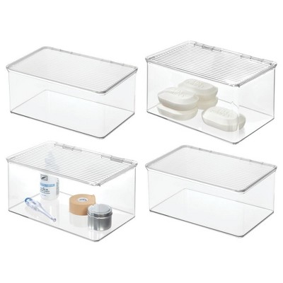iDesign Set of 4 Hinged-Lid First Aid Organizer Box and Storage - Clear
