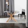 Poly & Bark 48" Kennedy Round Dining Table Natural/Oak: Solid Rubberwood Base, Tempered Glass Top - 3 of 4