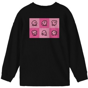 Kirby Character Panels Boy's Black Long Sleeve Shirt - 1 of 2