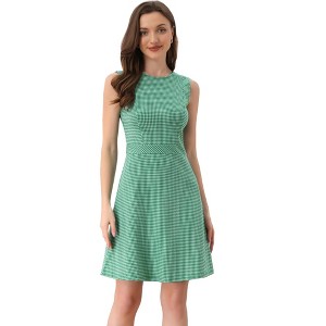 INSPIRE CHIC Women's Plaid Sleeveless Fit A-Line Houndstooth Work Mini Dress - 1 of 4