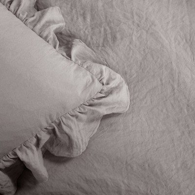 King Size Gray Microfiber Ruffled Comforter Set