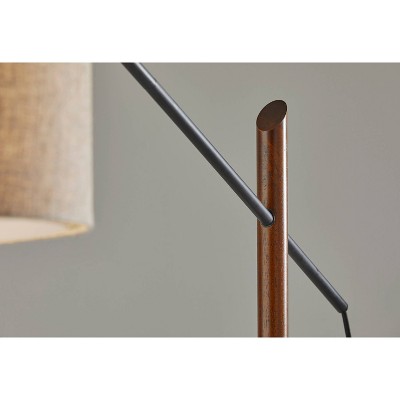Mid-Century Modern Black Walnut Arc Adjustable Floor Lamp