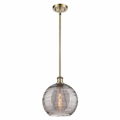 Athens Deco Swirl - 1 Light Stem Hung Mini Pendant In Industrial Style-13 Inches Tall and 10 Inches Wide