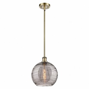 Athens Deco Swirl - 1 Light Stem Hung Mini Pendant In Industrial Style-13 Inches Tall and 10 Inches Wide - 1 of 1