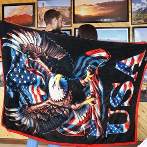 Catalonia Patriotic US Flag Blanket, American National Flag Throws, Fuzzy Plush Soft Fleece Blanket for Memorial Day 4th of July Citizenship Veteran - 1 of 4