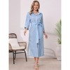 INSPIRE CHIC Women's Casual Turndown Collar Stripe 3/4 Sleeve Button Down Split Belted Midi Shift Dress - 4 of 4