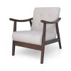 Mid Century Modern 1 Piece Wooden Fabric Upholstered Armchair,Tufted Comfy Reading Chair with Armrest,Living Room Bedroom Armchair-Coolbibila - 3 of 4