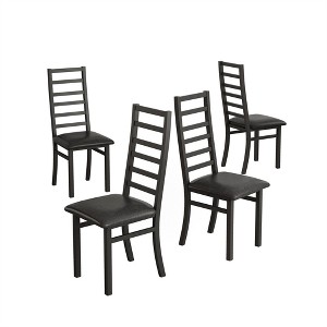 XINGHANZHENXUAN Set of 4 Industrial Metal Dining Chairs with PU Leather Seats, Armless Design for Kitchen, Dining, Living Spaces - 1 of 4