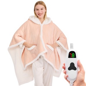Inhand Wearable Heated Throw Blanket Shawl - 50"x60" Flannel Electric Robe Blanket Hoodie for Winter 5-Position Timer 10 Heating Levels - 1 of 4