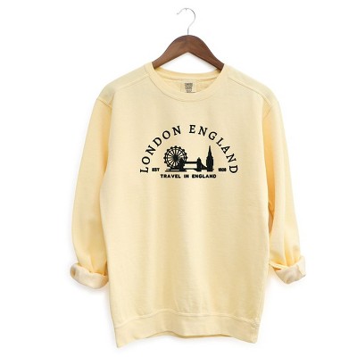 Simply Sage Market Women's  Garment Dyed Graphic Sweatshirt Embroidered London England
