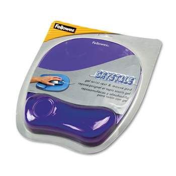 Fellowes Gel Crystals Mouse Pad w/Wrist Rest Rubber Back 7 15/16 x 9-1/4 Purple 91441