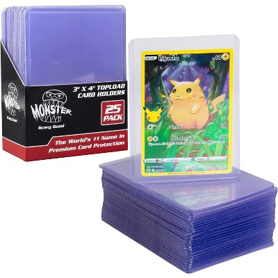 Monster Top Loaders for Collectible Trading Cards - 25 Count 3x4" Clear Hard Plastic Card Protector Toploader Sleeves