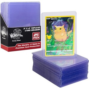 Monster Top Loaders for Collectible Trading Cards - 25 Count 3x4" Clear Hard Plastic Card Protector Toploader Sleeves - 1 of 4