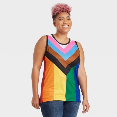 Pride Gender Inclusive Adult Rainbow Progress Flag Tank Top