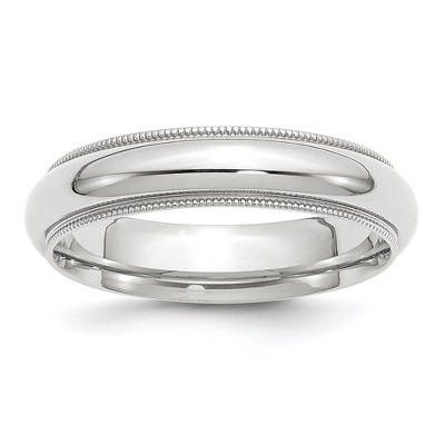 Black Bow Jewelry 5mm 10K White or Yellow Gold Half Round Milgrain Comfort Fit Band