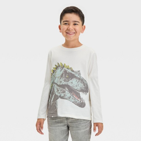 Boys Long Sleeve photo Reel Dinosaur Graphic T shirt Cat Jack Cream Target