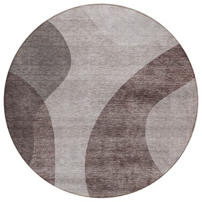Brown Taupe And Beige Abstract Washable Indoor Outdoor Area Rug
