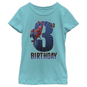 Girl's Marvel Spider-Man Swinging 3rd Birthday T-Shirt - 1 of 3