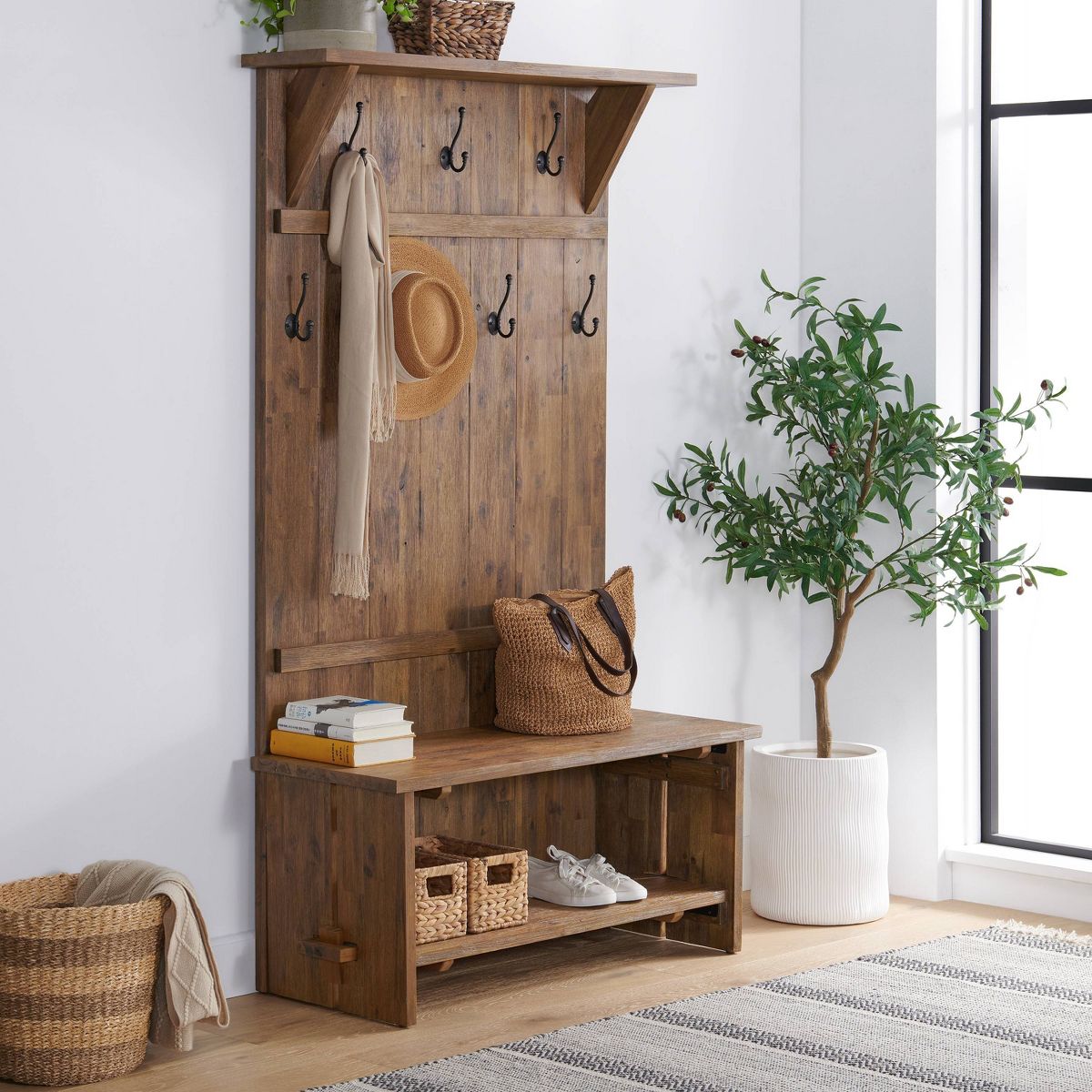 70" Hall Tree Driftwood - Alaterre Furniture - thumbnail 10