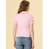 INSPIRE CHIC Women's Vintage Bow Tie Solid Peter Pan Collar Office Button Up Shirt - 4 of 4