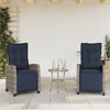 vidaXL 3 Piece Bistro Set with Cushions Gray Poly Rattan - 3 of 4
