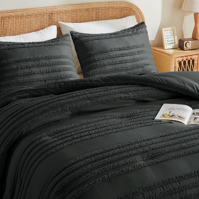 Der Rose BALHAM TRADE-King Size 3 Piece Comforter Set Dark Grey Tufted Striped Soft Vintage All Season Bedding Dusty Pink-Queen 90"x90" — фото 5