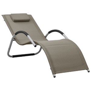 vidaXL Sun Lounger Textilene Taupe and Gray - 1 of 4